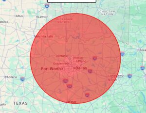 Lawn Consultant Service Area Map - DFW Turfgrass Science LLC